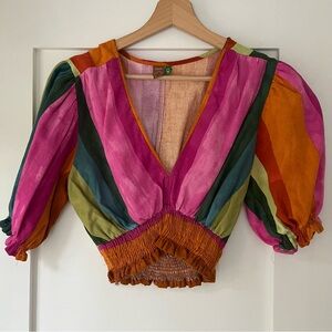 FARM Rio Colorful Striped Cropped Top